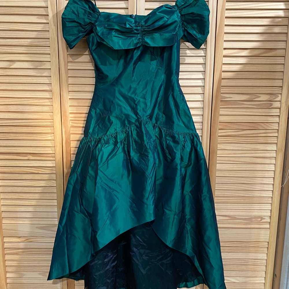Chic Teal Off-Shoulder High Low Dress